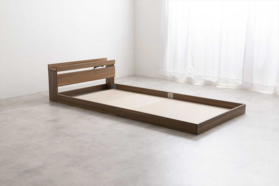 Simple and modern wooden bonnell mattress, floor semi-double bed with headboard