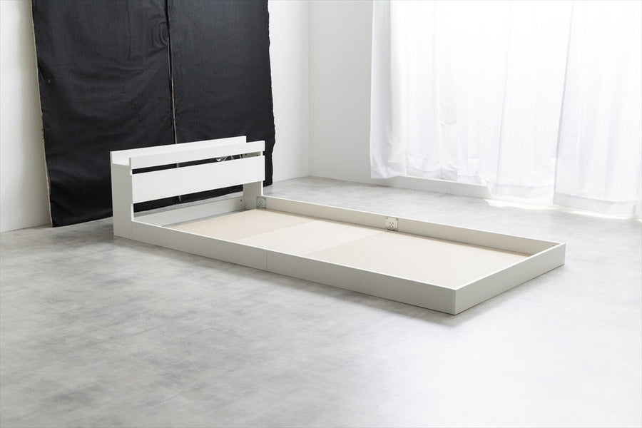 Simple modern wooden bonnell mattress, floor double bed with headboard