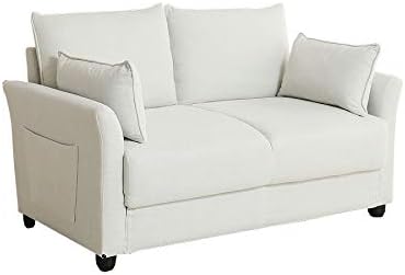Nordic modern wooden frame pocket coil storage 2-seater sofa