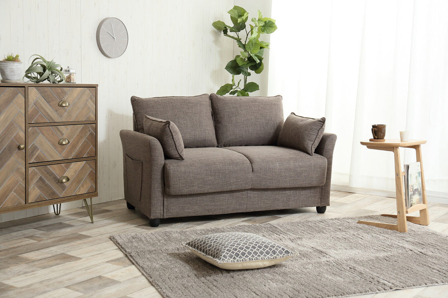 Nordic modern wooden frame pocket coil storage 2-seater sofa