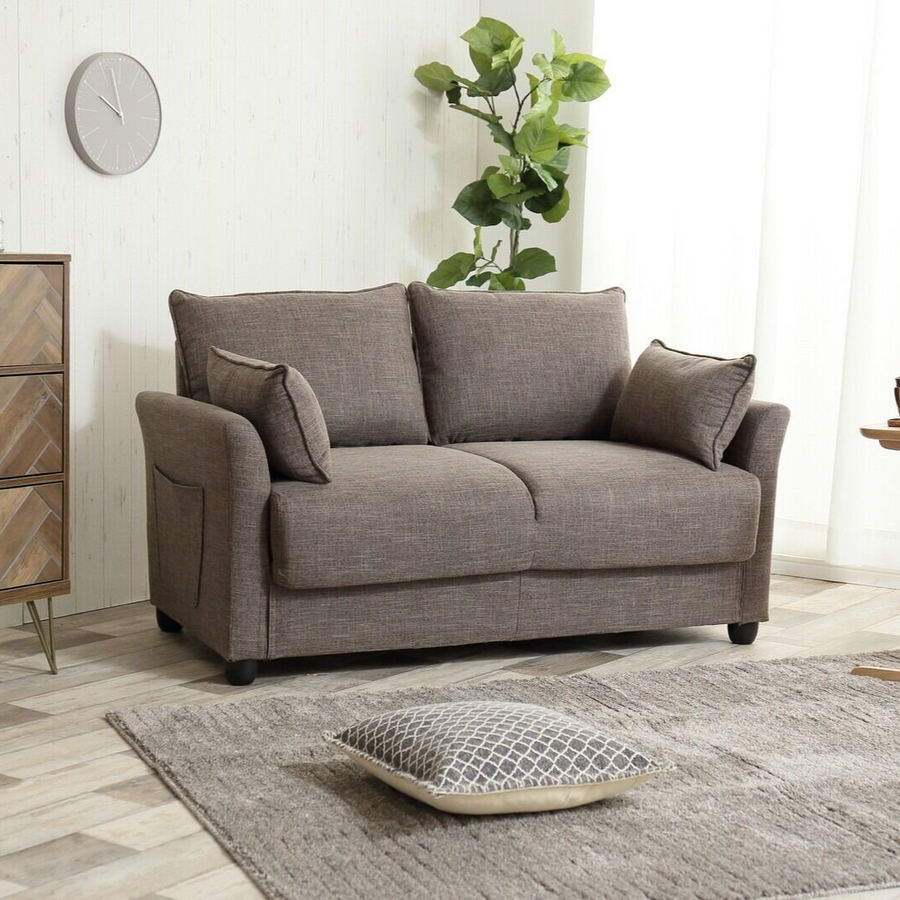 Nordic modern wooden frame pocket coil storage 2-seater sofa