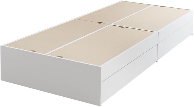 Natural modern wooden headless semi-single bed with storage