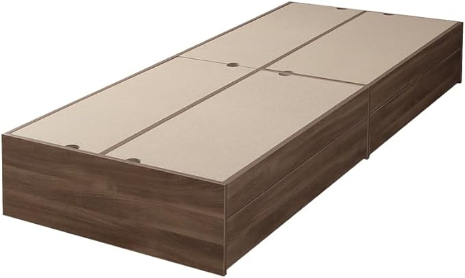 Natural modern wooden headless semi-single bed with storage