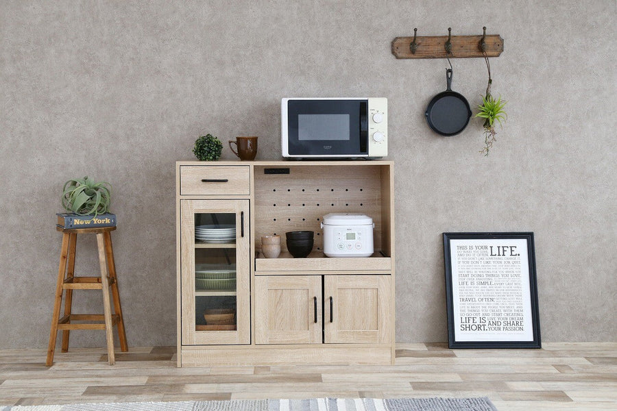 Simple natural wooden 3-door range stand