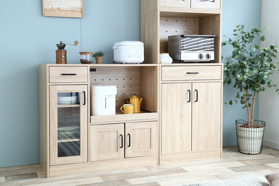 Simple natural wooden 3-door range stand