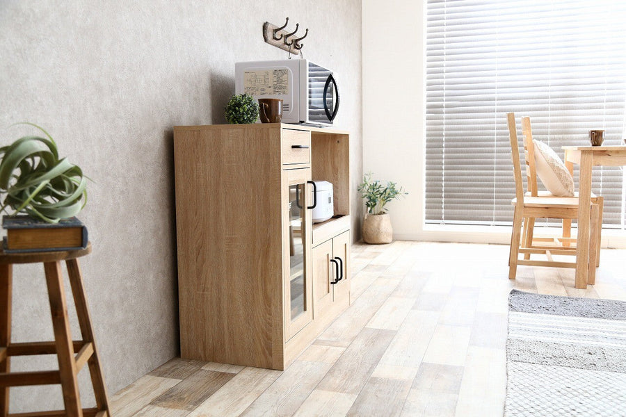 Simple natural wooden 3-door range stand