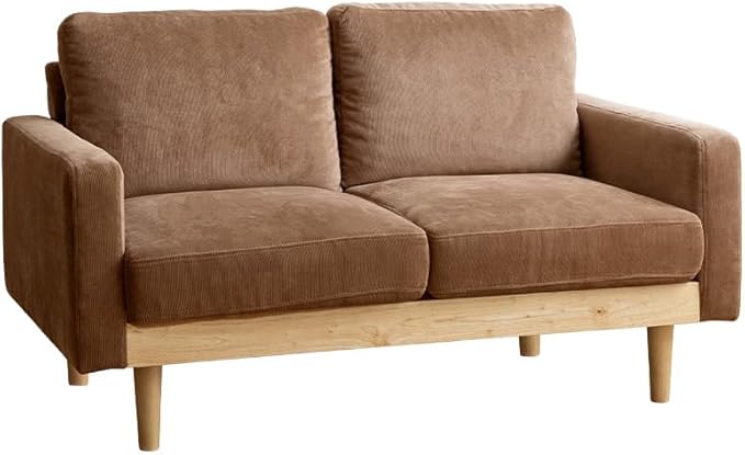 Nordic natural wood frame low type 2-seater corduroy sofa