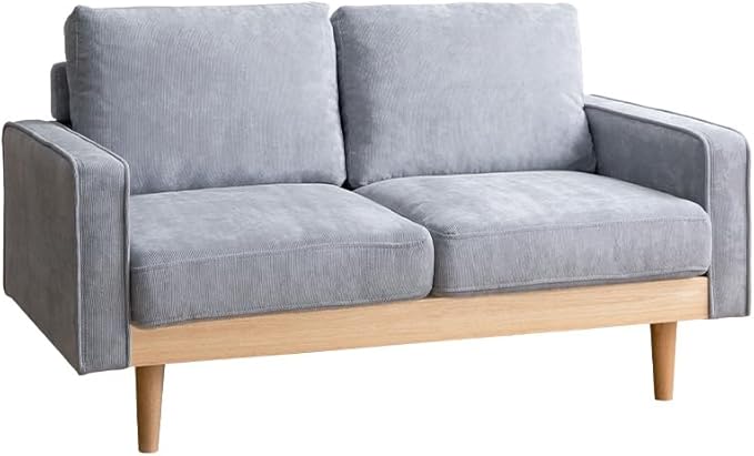 Nordic natural wood frame low type 2-seater corduroy sofa