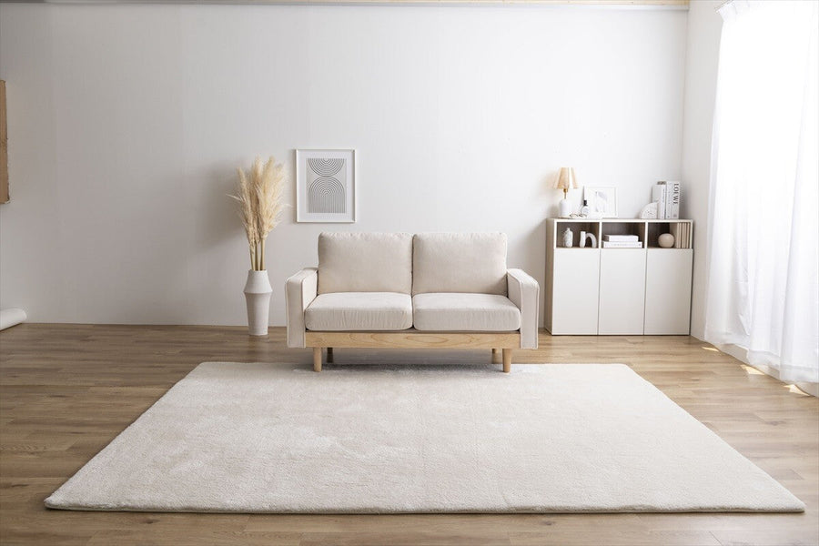 Nordic natural wood frame low type 2-seater corduroy sofa