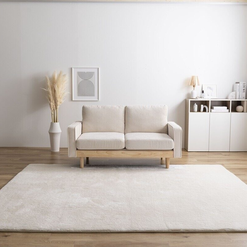 Nordic natural wood frame low type 2-seater corduroy sofa