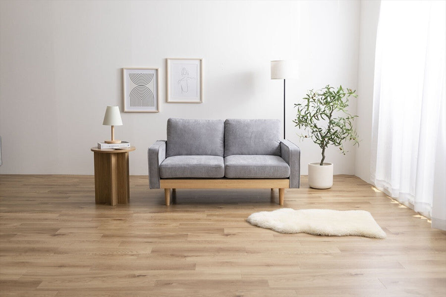 Nordic natural wood frame low type 2-seater corduroy sofa