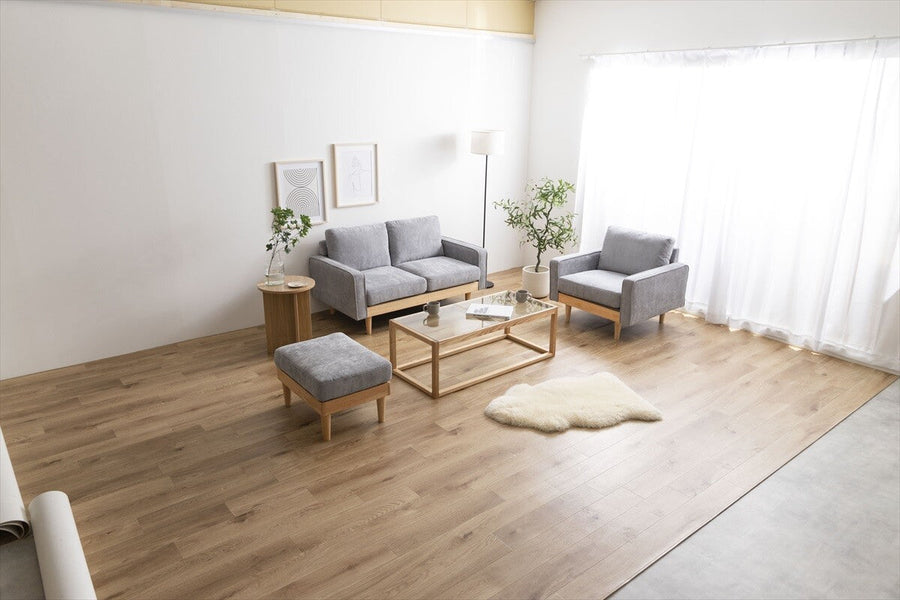 Nordic natural wood frame low type 2-seater corduroy sofa