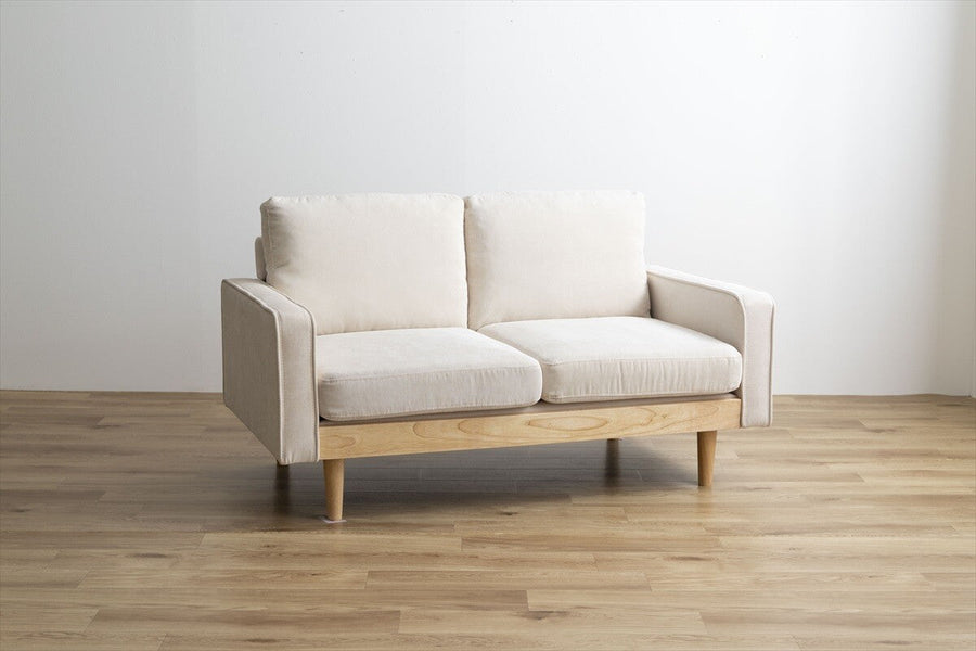 Nordic natural wood frame low type 2-seater corduroy sofa