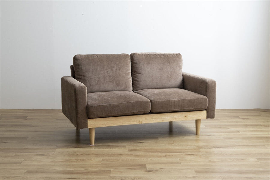 Nordic natural wood frame low type 2-seater corduroy sofa