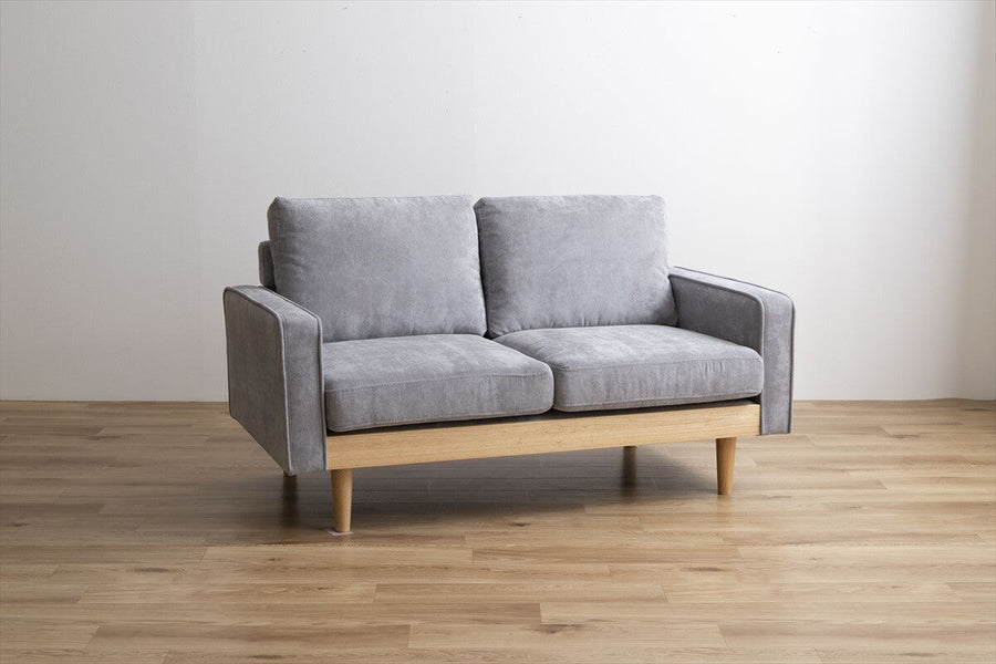 Nordic natural wood frame low type 2-seater corduroy sofa