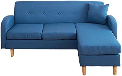 Nordic modern natural wood legs 3-seater fabric couch sofa