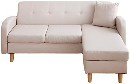 Nordic modern natural wood legs 3-seater fabric couch sofa