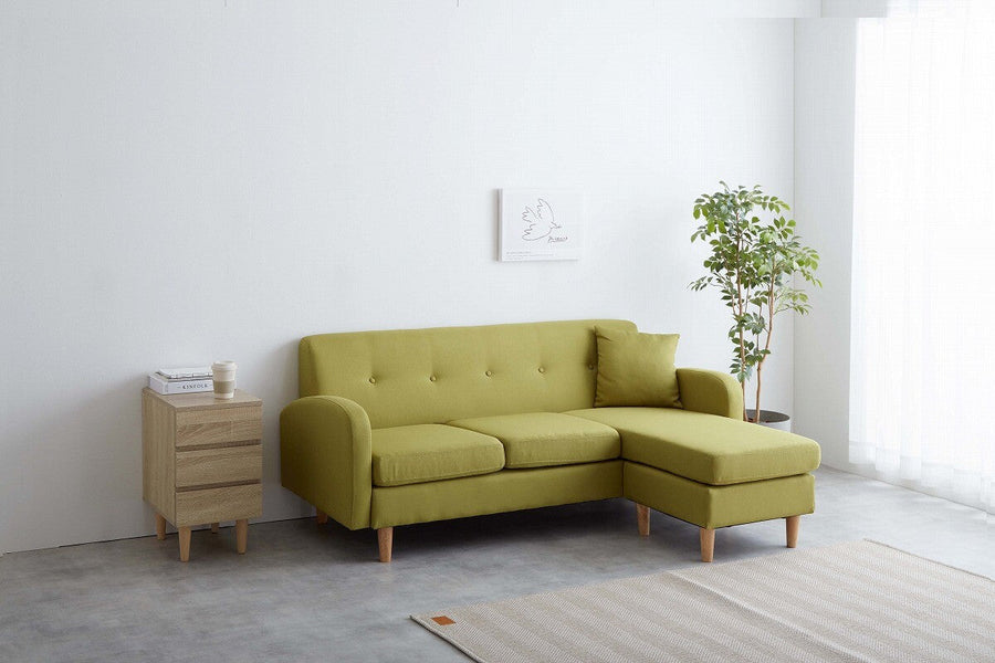 Nordic modern natural wood legs 3-seater fabric couch sofa