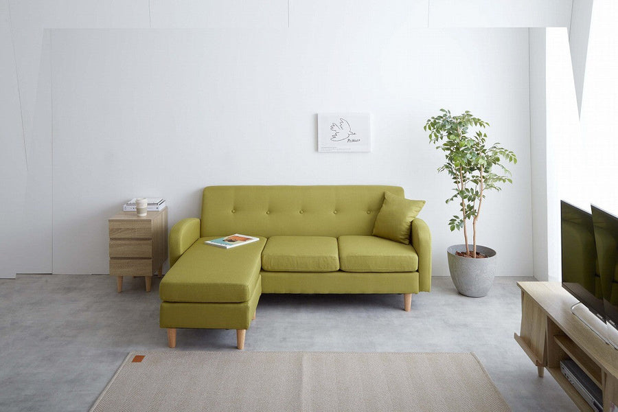Nordic modern natural wood legs 3-seater fabric couch sofa