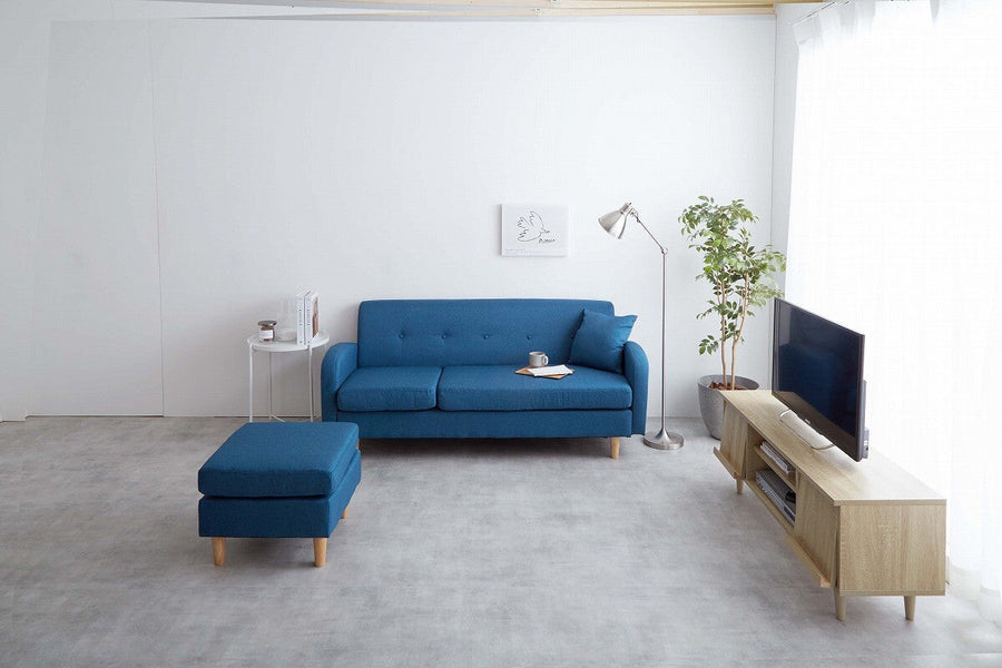Nordic modern natural wood legs 3-seater fabric couch sofa