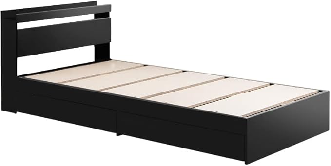 Modern single bed with wooden bonnell mattress, headboard and storage