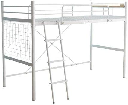 Modern steel frame loft pipe single bed with shelf and two outlets