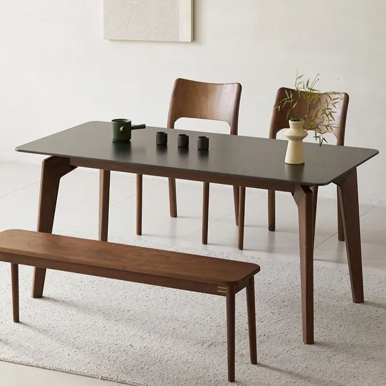 Walnut wood ceramic dining table