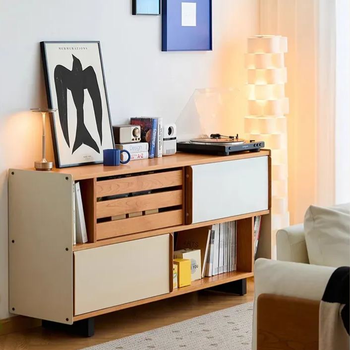 Cherry wood two-tone TV cabinet