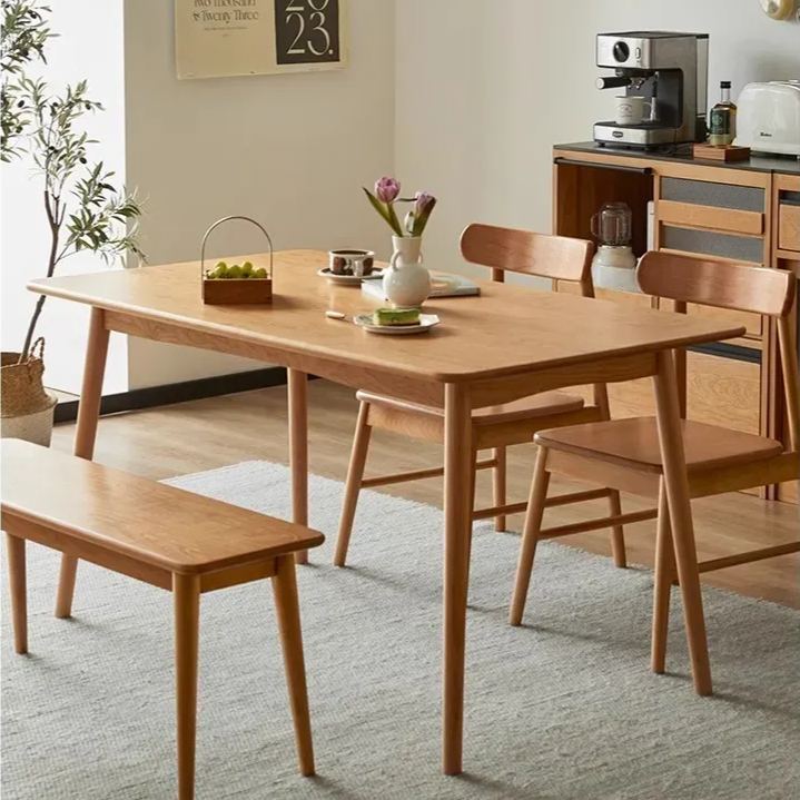 Cherry wood natural wood dining table