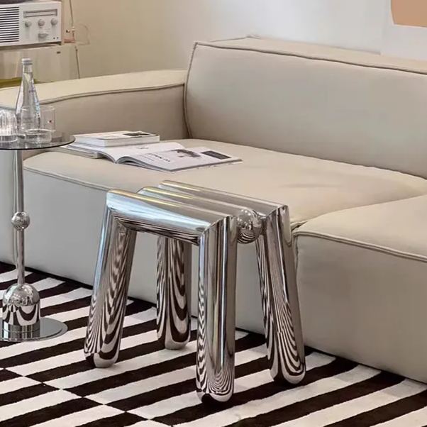 Balloon-like silver stool
