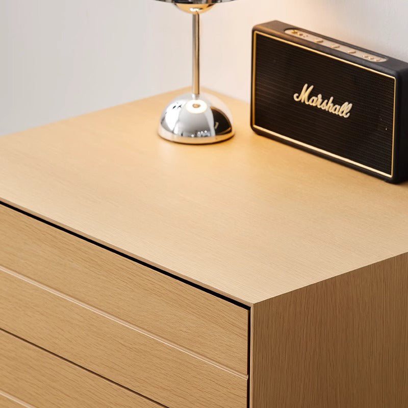 Simple 5-drawer natural wood cabinet