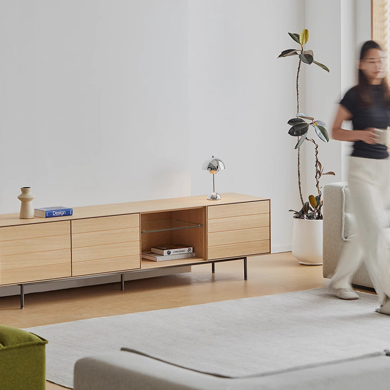Large-capacity wooden TV stand