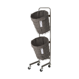 LAUNDRY ROUND BASKET DOUBLE with CASTER 25L 2BOX ダークグレー