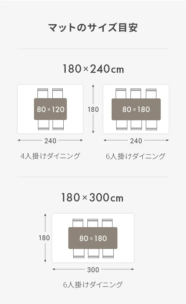 撥水ダイニングマット 180×240cm