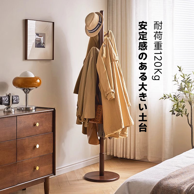 Height-adjustable wooden pole hanger