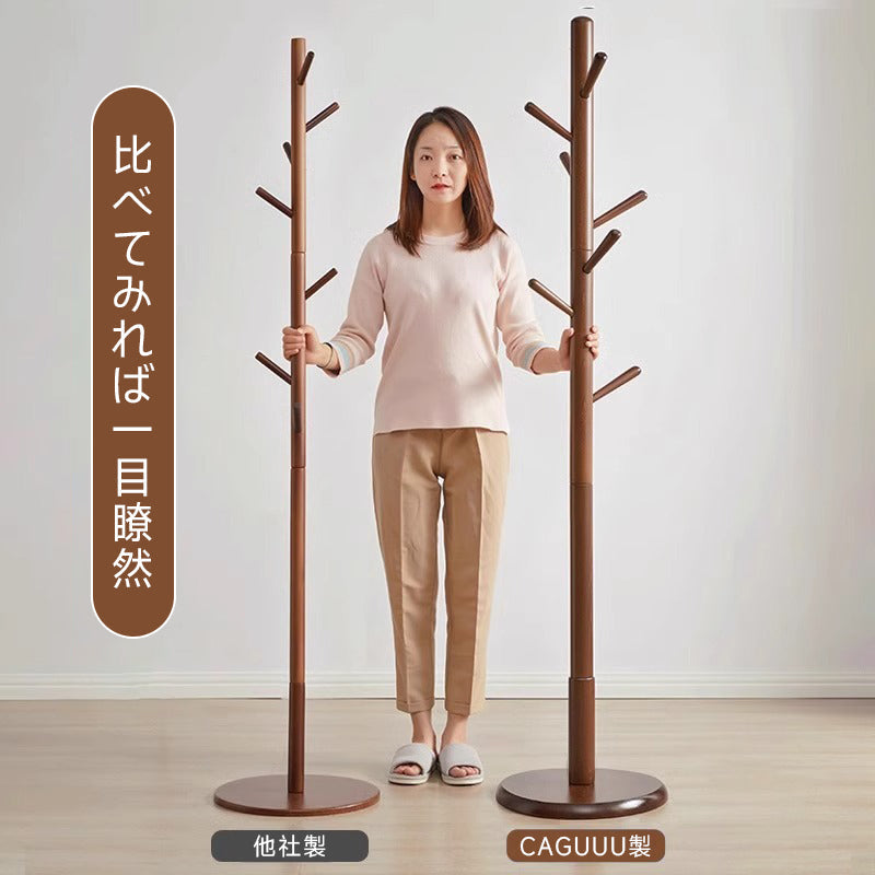 Height-adjustable wooden pole hanger
