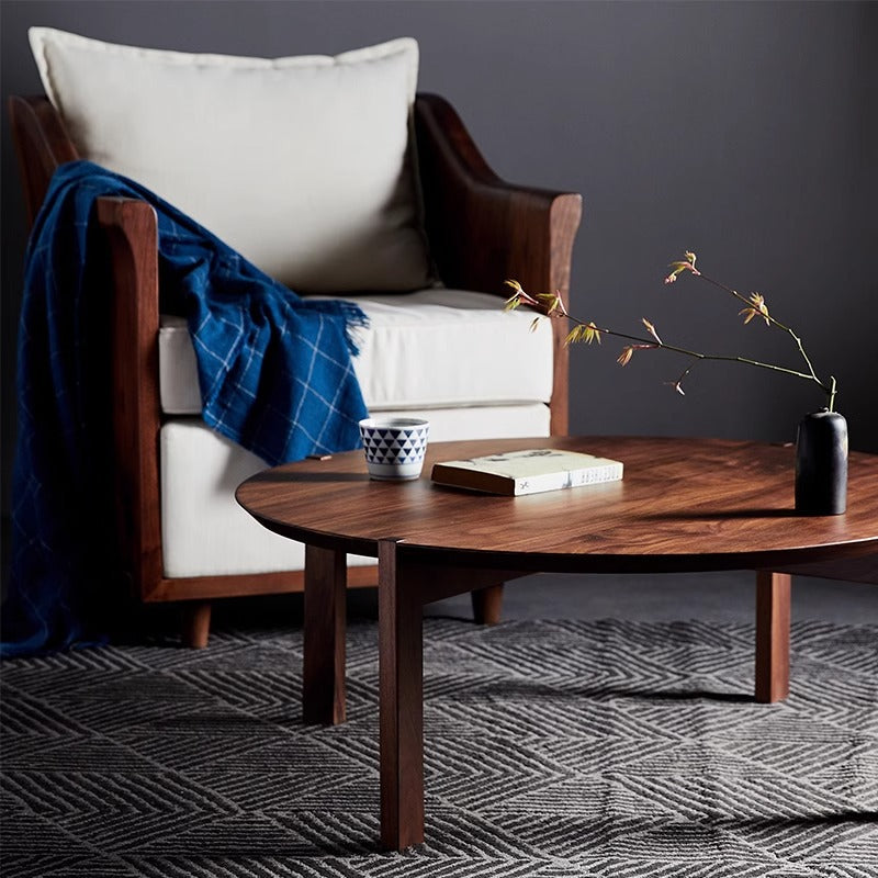 1-seater wooden arm sofa