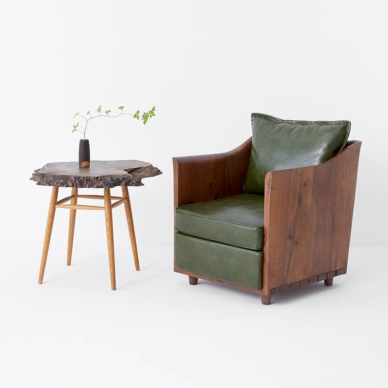 1-seater wooden arm sofa