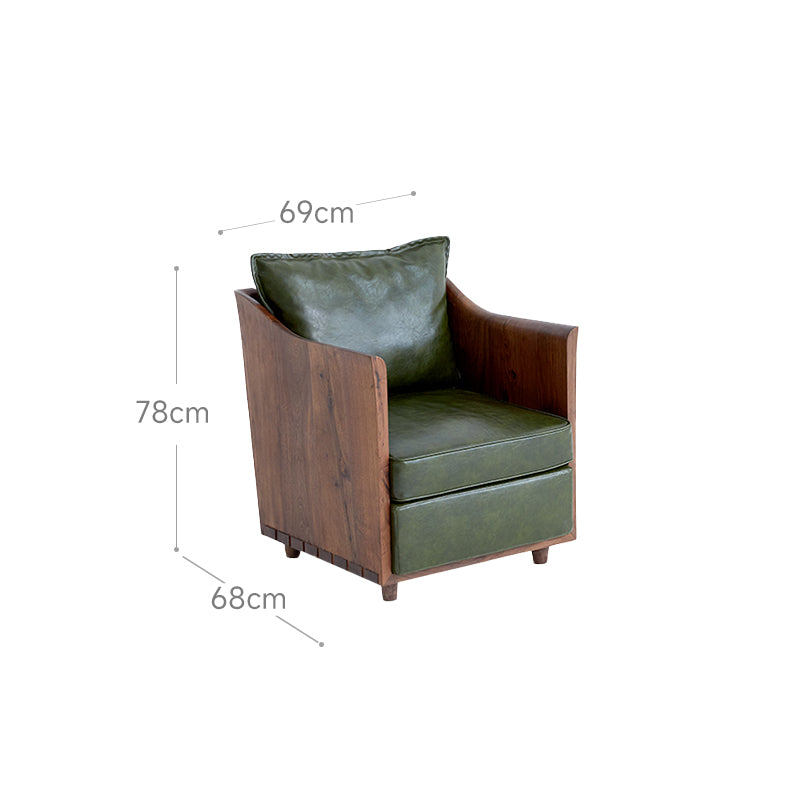 1-seater wooden arm sofa