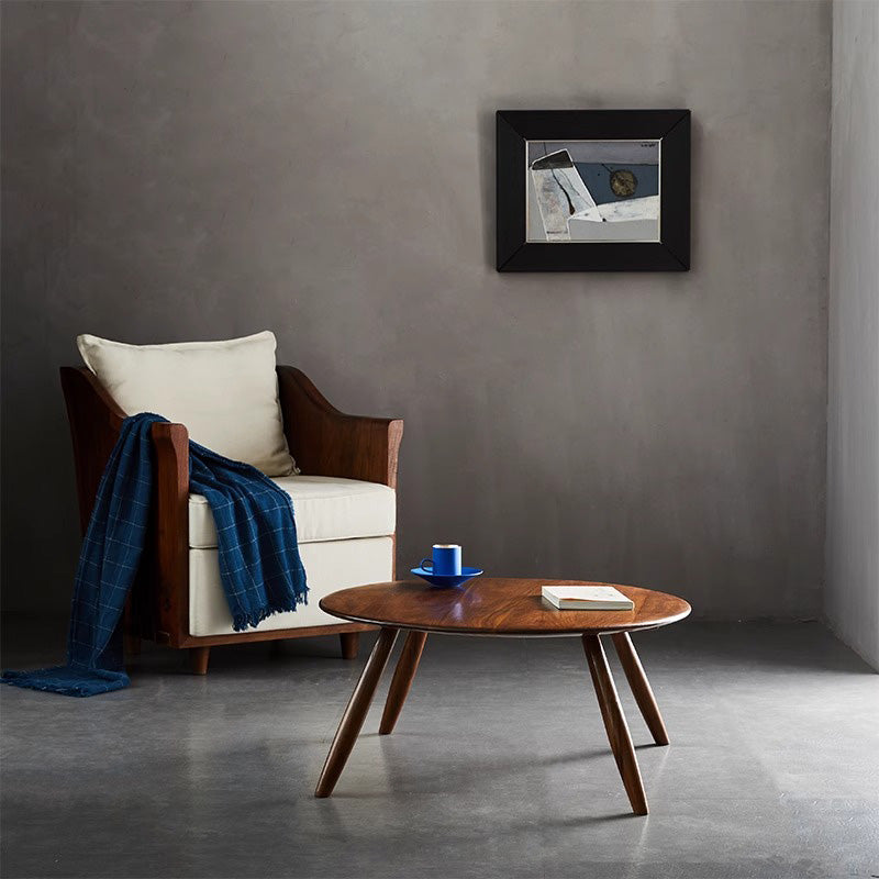 Natural wood round table