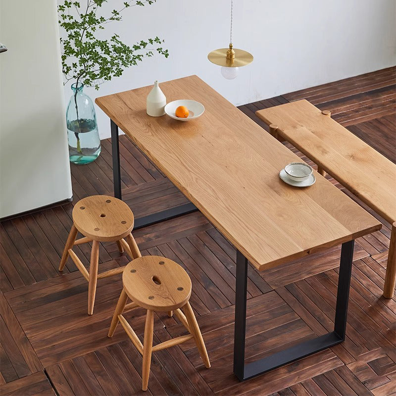 Natural wood round stool