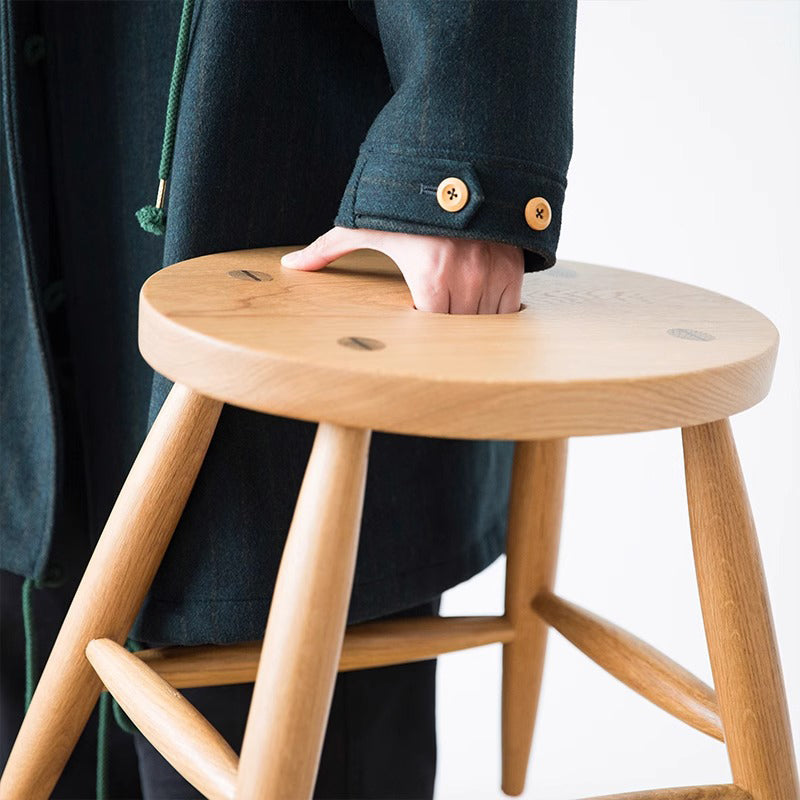 Natural wood round stool
