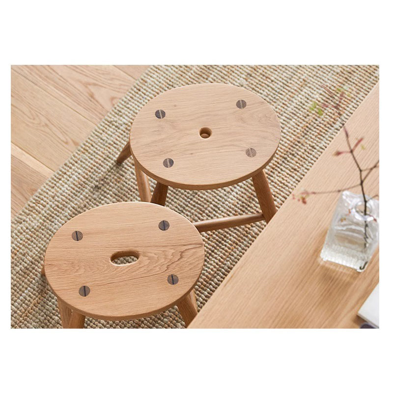Natural wood round stool