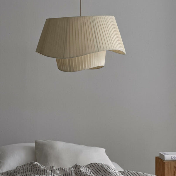 Layered pleated shade pendant light