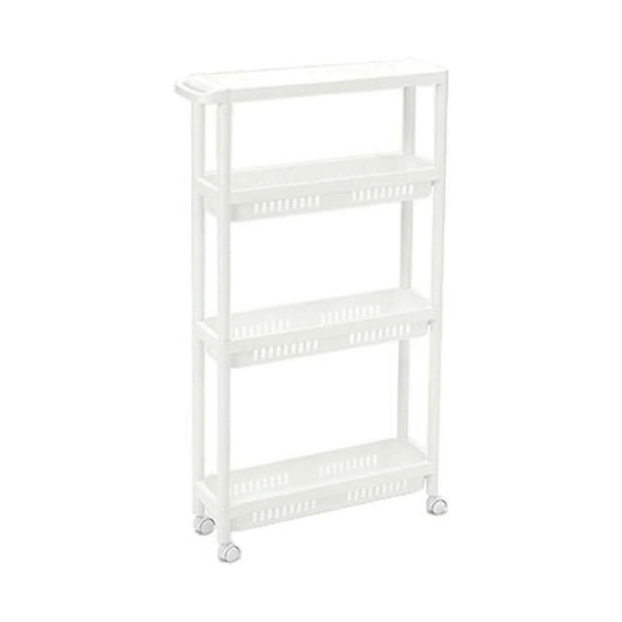 Slim 4-tier wagon with casters, white, H12, width 15cm