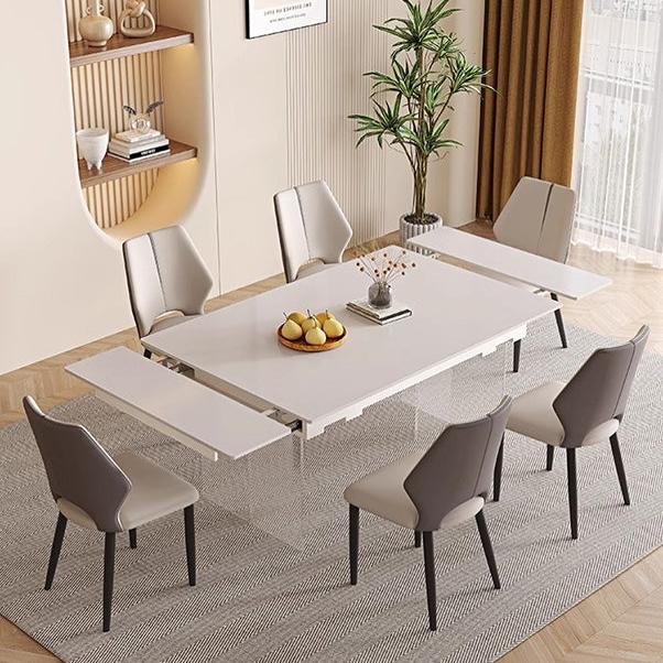 Square extendable ceramic table set