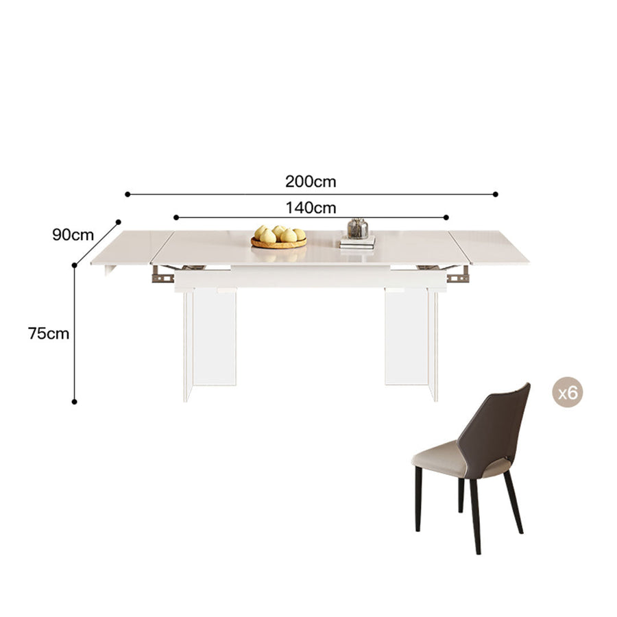 Square extendable ceramic table set