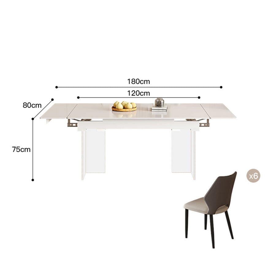 Square extendable ceramic table set