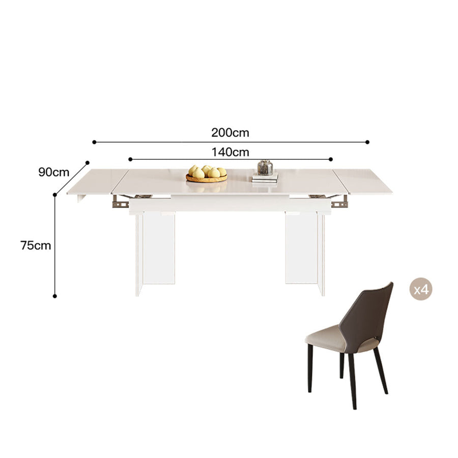 Square extendable ceramic table set