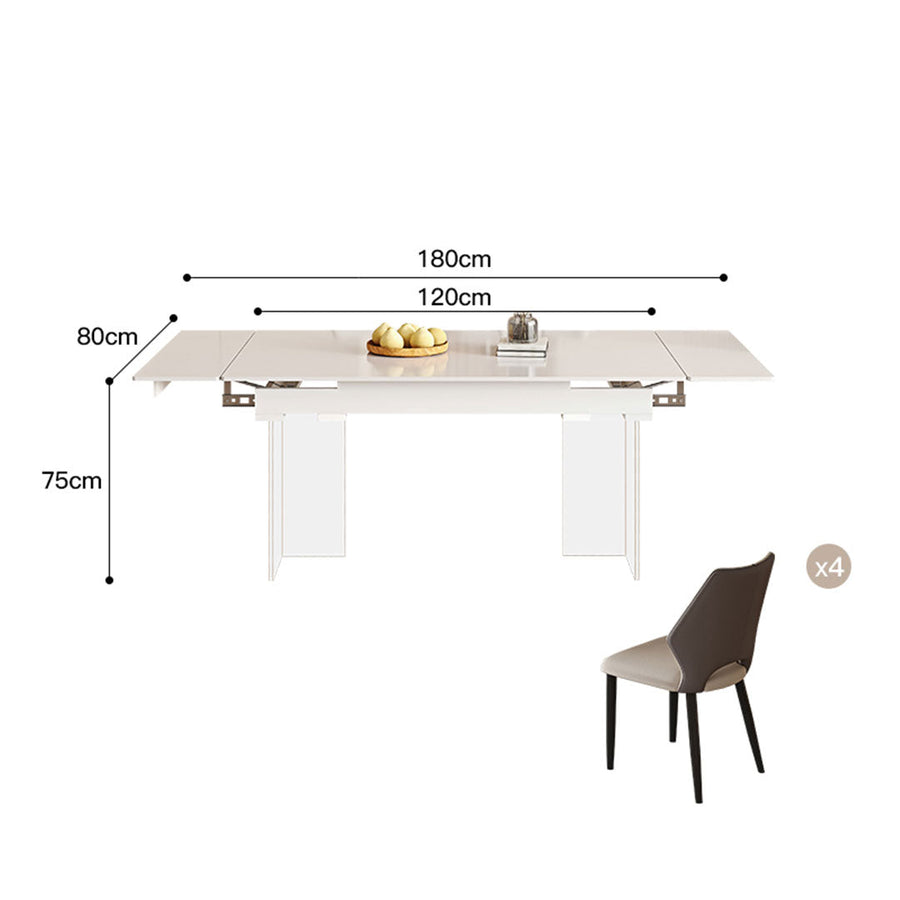 Square extendable ceramic table set